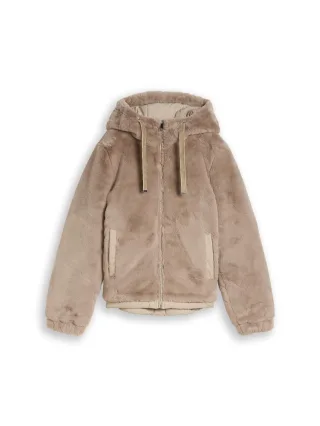 Tom Tailor - 2-in-1 Kunstfelljacke mit Wendefunktion soft taupe grey - Gr. - XXL
