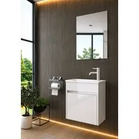 Homeline Badmöbel-Set Zamora Badmöbel-Set Badmöbel set Weiß Hochglanz Badezimmer Möbel, (Badmöbel Set, 3-St., Badezimmer Möbel)