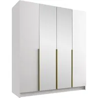 MIRJAN24 Kleiderschrank Santi II (mit vier Drehtüren) Kleiderstange, Metallgriffe, Frontspiegel