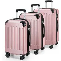 YONSLY Trolleyset Reisekoffer Hartschalenkoffer Trolley M-L-XL mit Zahlenschloss, 4 Rollen, (Set, 3 tlg., inkl. Größen M-L-XL), ABS-Hartschale, 360°-Rollen und Aluminium-Teleskopgriff