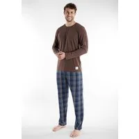 TOM TAILOR Schlafanzug Rhodos (2 tlg) karierte Hose, lange Ärmel, Cotton-Mix, elastischer Bund