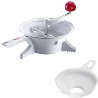 WESTMARK Passiersieb Einkoch-Set, 1 Passiermaschine mit 2 Lochscheiben + 1 Marmeladen-Trich, ABS, Edelstahl, PP