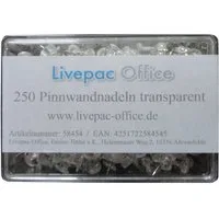 Livepac Office Pinnnadel 250 Pinnwandnadeln transparent