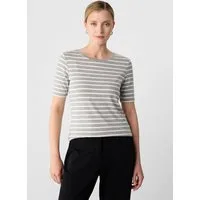 comma Kurzarmshirt T-Shirt Ringel-Shirt aus Viskosemix mit dezentem Glitzergarn