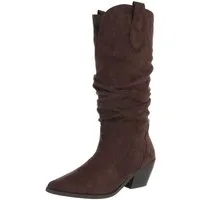 Ital-Design Damen Westernstiefel mit Blockabsatz und hohem Schaft Westernstiefel (92002460) Blockabsatz Stiefel in Braun