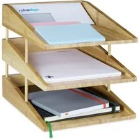 relaxdays Briefablage Dokumentenablage Bambus 3 Fächer