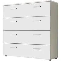 BMG Möbel Kommode Monaco (Schubkastenkommode mit 4 Schubkästen, 88 cm breit), Fronten Weiß Hochglanz, Korpus Matt, Höhe 91 cm