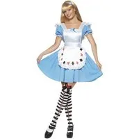 Smiffys Kostüm Alice im Wunderland Dirndlkleid, Klassisches Alice-Kostüm für Dein Abenteuer im Wunderland