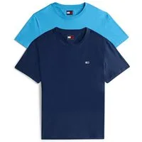 Tommy Jeans Rundhalsshirt TJM XSLIM 2PACK JERSEY TEE EXT (Packung, 2er-Pack) Logostickerei, 2Pack