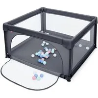 COSTWAY Laufstall Baby Laufgitter, 120x120cm, mit atmungsaktivem Netz & Reißverschluss