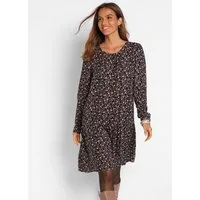bonprix Minikleid mit floralem All-Over Print, aus Viskose, Regular Fit, ohne Kragen