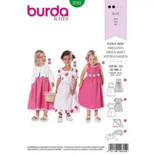 burda Schnitt 9702 "Kleid & Jacke" Landhauslook für Kleinkinder