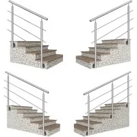 Duschparadies Treppengeländer 304 Edelstahl handlauf, Geländer,seitliche Befestigung, Innen & Außen, 100 cm Länge, Packung, 3-tlg., seitliche Montage