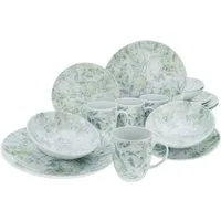 CreaTable Kombiservice Geschirr-Set Home - Tropical (16-tlg), 4 Personen, Porzellan, Service, im Used-und Vintage-Look, 16 Teile, für 4 Personen