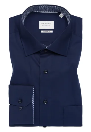 ETERNA - Original Shirt Popeline Langarm navy - Gr. - 42/Langarm - 65cm