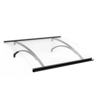 Vordach Frankfurt, Pultvordach, Aluminium, Glas, Anthrazit, mit integrierter Regenrinne, individuell konfigurierbar