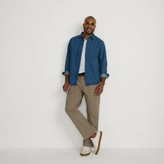 Bundfalten-Chino, Relaxed Fit, Herren,  Beige, Baumwolle/Elasthan, by Lands' End