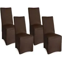 Beautissu Stuhlhusse Bankett Stuhlhussen 4er Set Leona, 45x90cm, Braun, legante Stretch Hussen für Stühle -Elastische Stuhl Überzüge