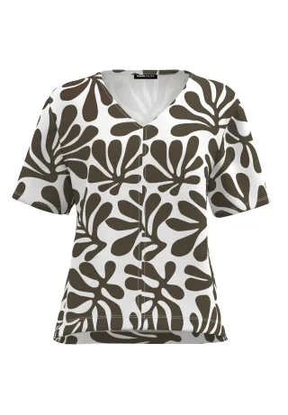 FRANK WALDER - Shirt ELEMENTS mit modischem Print khaki/ecru - Gr. - 48