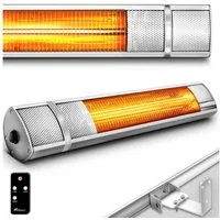 TRESKO Heizstrahler Infrarot 2000W mit Fernbedienung Wärmestrahler Terrasse elektrisch, mit 3 Heizstufen Terrassenstrahler Innen & Außen Wand-Heizstrahler