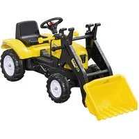 HOMCOM Trettraktor Sitzbagger, Aufsitzbagger mit Schaufel Rutscherfahrzeug, für 3-jährige Kinder