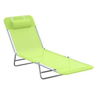 Outsunny Gartenliege, Grün, Metall, 56x28x182 cm, Gartenmöbel, Gartenliegen