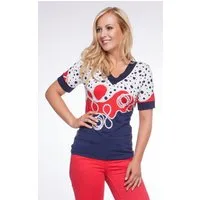 Passioni Print-Shirt mit einem abstrakten Design V- Ausschnitt