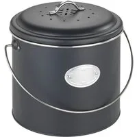 WENKO Biomülleimer Modell Nero, Komposteimer aus Metall, inkl. 3 Aktivkohlefiltern zum Wechseln, 6 L