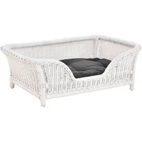 Krines Home Hundekorb Großer Rattan Hundekorb geflochten Hundebett Hund hoch mit Kissen, Rattan Korb, Hundecouch