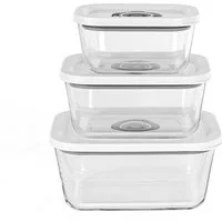 Rommelsbacher Vakuumbehälter VCG 1, Borosilikatglas, Kunststoff, (Set, 3-tlg., 3 Vakuumbehälter mit Deckel (370, 700, 1150 ml), aus hygienischem Borosilikat Glas, BPA-frei und spülmaschinenfest