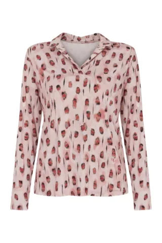 signe nature - Langarm-Polo-Bluse pink/rot - Gr. - 38