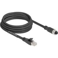 M12 Kabel X-kodiert 8 Pin Buchse > RJ-45 Stecker, Cat.5e S/FTP schwarz, 3 Meter, flexibel
