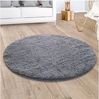 Paco Home Hochflor-Teppich Silky 591, rund, Höhe: 37 mm, Uni Farben, besonders weich und kuschelig