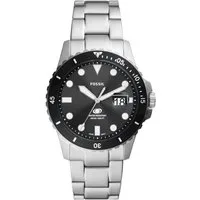 Fossil Quarzuhr FOSSIL BLUE FS6032, Armbanduhr, Herrenuhr, Edelstahlarmband, analog, Tag, 2. Zeitzone