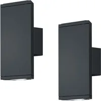TRIO Leuchten LED Außen-Wandleuchte, LED fest integriert, warmweiß, 2er-Set flache Fassadenbeleuchtung Hauswand Up Down, Anthrazit IP 54