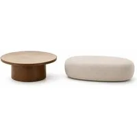 Xlmoebel Couchtisch Modernes Wohnzimmer Set mit Designer Tisch und Hocker 2-tlg (Couchtisch-Set, 2-tlg), Made in Europa