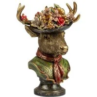 formano Dekofigur Pop Art Tiere im Anzug, auf Sockel, Antikgold, Hirsch, H: 39cm