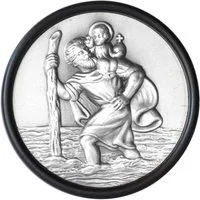 PistolaPeppers Metallschild Heiliger Sankt St. Christophorus 7 cm Relief Emblem mit Rahmen