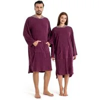 KangaROOS Badeponcho Dalia Surfponcho, ideal für Sauna, Spa & im Urlaub, Langform, Veloursfrottier, Kapuze, ohne, weich, Uni-Farben mit Streifen, leicht, Unisex, für Damen und Herren
