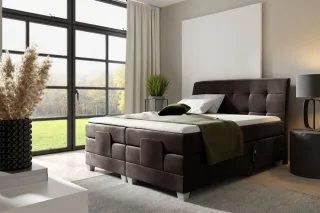 Boxspringbett Elektrisch Bett FRANCO 140x200cm in Stoff Fresh Dunkelbraun