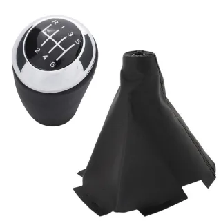 6-Gang Schaltknauf Knauf Chrom + Schaltmanschette für Mazda 6 II GH 2007-2012