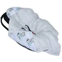 Babydecke Baby Wende Einschlagdecke MINKY mit Kapuze Babyschale Zweiseitig, Primawela