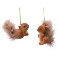 Kaemingk Christbaumschmuck, Christbaumschmuck Kunststoff / Samt Eichhörnchen 6cm braun 2er Set