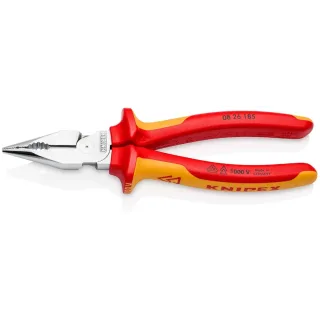 KNIPEX Spitz-Kombizange isoliert mit Mehrkomponenten-Hüllen, VDE-geprüft verchromt 185 mm - 0826185