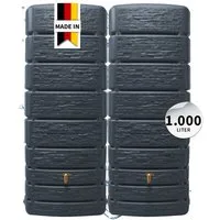 4rain Regentonne SLIM STONE DECOR Wandtank-Set 1000 L graphite grey, 1000 l