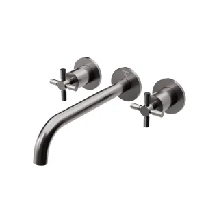 Steinberg Serie 250 3-Loch Waschtisch-Wand-Armatur, Gunmetal gebürstet 250 1902 BGM