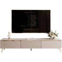 yourhouse24 Lowboard TV SELIA 200 in Kaschmir auf Füßen – Asymmetrische Riffelung