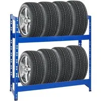 PROREGAL® Schwerlastregal Reifenregal Räderregal TIGER HxBxT 100x110x35cm 8 Reifen auf 2 Ebenen, Für 8 Winterreifen Sommerreifen Allwetterreifen bis 300kg Gesamtlast