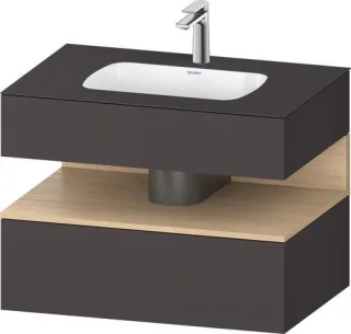 Duravit Qatego Einbauwaschtisch mit Konsolenwaschtischunterbau Natur Eiche & Graphit Matt & Supermat QA4785030800000