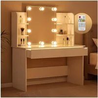 Casaria Schminktisch Lucia (1-St), mit Spiegel und LED Beleuchtung Schminkkommode Schublade 110x40cm Weiß